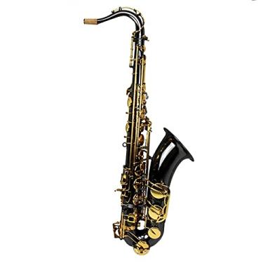 Imagem de Saxofone profissional preto placa de níquel corpo ouro laca chave saxofone tenor latão kit para iniciantes