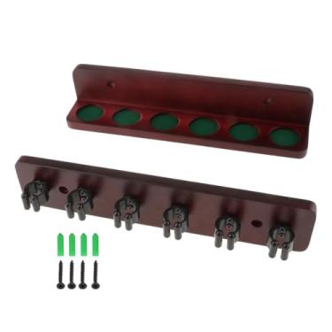 Imagem de YIJU Suporte para tacos de bilhar, organizador de madeira para mesa de bilhar, ideal para cantos, salas de estar e áreas de descanso, Clarete