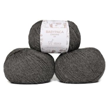 Imagem de Origins - Conjunto de 3 novelos de lã de alpaca 100% bebê (150 gramas) DK Peso feito no Peru Cores naturais (não tingidas), macio celestial, perfeito para tricô e crochê (neblina de montanhas, origens