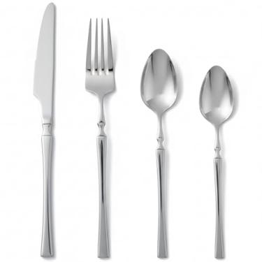 Imagem de Conjunto de Talheres 24 Peças Aço Inoxidável Premium - 6 Facas, 6 Garfos, 6 Colheres, 6 Colheres Chá para Casa, Restaurante, Casamento, Festas - Presente Elegante