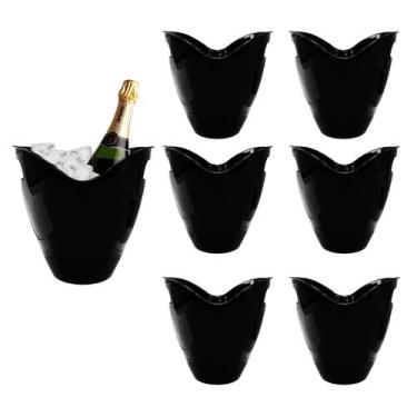 Imagem de Balde Acrilico Kit 7pçs 3,3l Reforçado Champanheira Neoplas, Preto