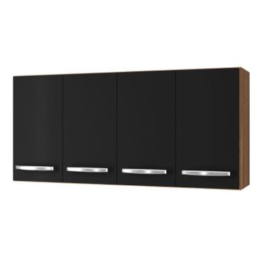 Imagem de Armário Aéreo Cozinha Marah 118cm 04 Portas Savana Preto - Desk Design