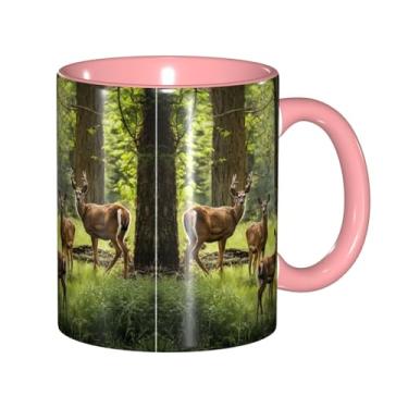 Imagem de Zeraoke Nature Wild Animal Deers Print Canecas de café criativas, personalizadas, presente para família, tamanho de 325 ml, unissex