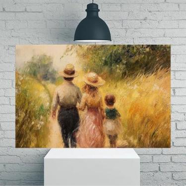 Imagem de Arte de parede em tela rústica vintage para caminhada familiar - Pôster sem moldura de 30 x 45 cm - Ideia de presente para decoração de casa e escritório para sala de estar, quarto, cozinha e café