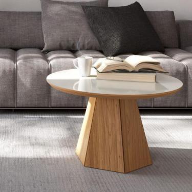 Imagem de Mesa de Centro Hexagonal 70x70cm TB605 Dalla Costa, Off White/Freijó