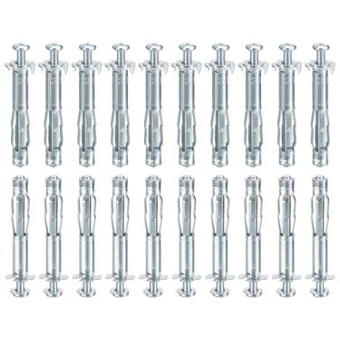 Imagem de DTGN Âncoras de parede ocas M4x46mm - Pacote com 60 - Bom para paredes de gesso de parede oca - Parafusos de âncora de drywall oco de aço carbono, prata