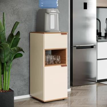 Imagem de Armário Suporte para Bebedouro com Nicho e Prateleira – Móvel Organizador para Cozinha e Escritório com Pintura (off canela)