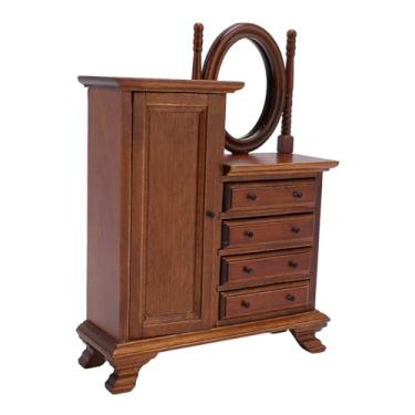 Imagem de KUIDAMOS Mesa de Vaidade para Casa de Bonecas Em Miniatura de Madeira Em Escala 1:12 Penteadeira de Maquiagem Elegante para Decoração de Cena de Casa de Bonecas Ideal para de Em Escala 1/12 Material