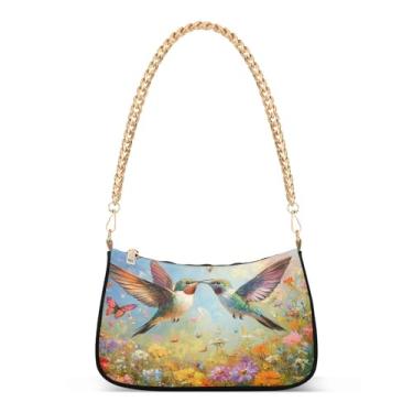 Imagem de CEBUGI Bolsas transversais femininas bolsa de ombro beija-flores bolsas elegante bolsa clutch com alça de corrente