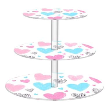 Imagem de CEBUGI Suporte de cupcake de 3 camadas, rosa fofo - 1732869903076 Suporte redondo para bolo, torre, bandeja de servir em camadas de acrílico para chá, chá de bebê, casamento e mais