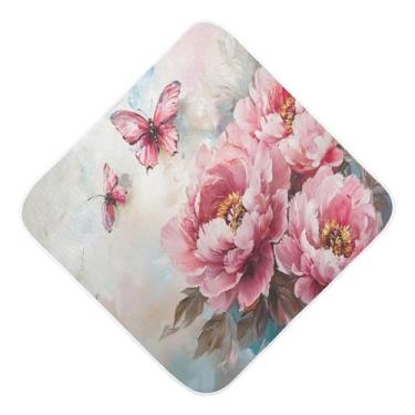 Imagem de Toalhas de bebê com capuz ultra macias absorventes toalha de bebê borboleta flor musselina algodão toalhas de banho para recém-nascidos crianças pequenas 35x35 polegadas