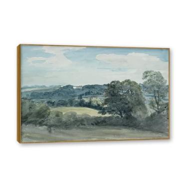 Imagem de NHLDZYH Moldura de Teca. John Constable - (paisagem 60), quadro de tela de romance inglês, paisagem atmosférica, arte de parede com moldura para biblioteca ou sala. 30x45cm