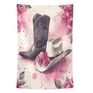 Imagem de STAYTOP Tapeçaria lindas botas de cowboy ocidentais tapeçarias para decoração de casa decoração de dormitório sala de estar quarto tapete de parede (90 × 60 pol)