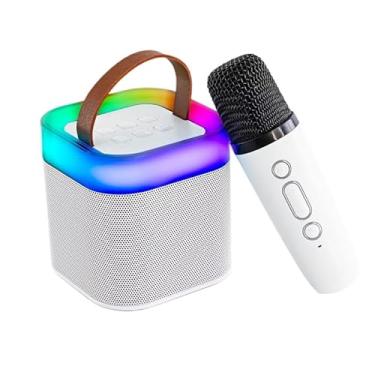 Imagem de Caixas de Som Portáteis Bluetooth Alto-Falante bluetooth Karaoke Microfone Sem Fio(branco)