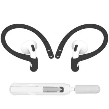 Imagem de Adhiper Ganchos de ouvido de fio de memória para Airpods Pro 1, 2 e AirPods 4, 3 gerações [cordão antiperda adicional e kit de limpeza 3 em 1], acessórios esportivos antiderrapantes ganchos de ouvido