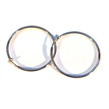 Imagem de Brincos de argola com clipe banhado a ouro ou prata, argola de 3,8 cm, brilhante, simples, fino, Prata
