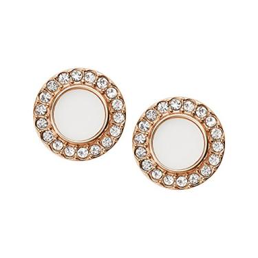 Imagem de Fossil Brincos femininos de aço inoxidável, Aço inoxidável, Vidro