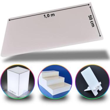Imagem de Chapa de Acrílico Branco Puro 5mm 50x100cm Placa Premium Translúcida C