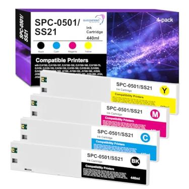 Imagem de Substituição de tinta QUEENPRINT SPC-0501 para cartucho de tinta Mimaki SS21 compatível com impressoras da série CJV Cartucho de tinta eco-solvente 440 ml, pacote com 4 (BK, C, Y, M)