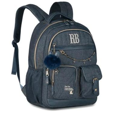 Imagem de Mochila De Costas Escolar Rebecca Bonbon Rb Denim Vintage Jeans Oficia