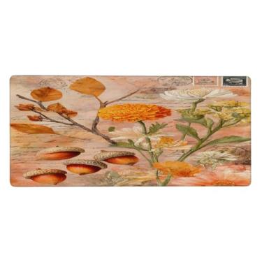 Imagem de Tapete de mouse grande com lindas flores laranjas à prova d'água para computador estendido tapete protetor de mesa antiderrapante base de borracha para escritório, computador, teclado, laptop e mesa