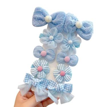 Imagem de Conjunto de 10 grampos de cabelo para meninas, laços de cabelo com laço doce - suportes de rabo de cavalo com laço elástico, acessórios de cabelo para bebês, meninas e crianças