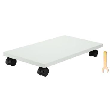 Imagem de PATIKIL Suporte para PC de 20,3 x 40,6 cm, suporte de torre de computador, suporte de madeira para CPU PC, embaixo da mesa, carrinho móvel, 4 rodízios para piso, tapete, torre, caixa ATX, impressora