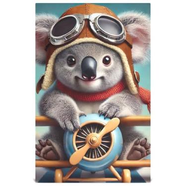 Imagem de Joisal Koala Cute Aviator Funny Kitchen Dish Towel Set Decorativo Bonito Chá Toalha de Mão Toalhinhas Absorventes 45 x 71 cm, 1 Pacote