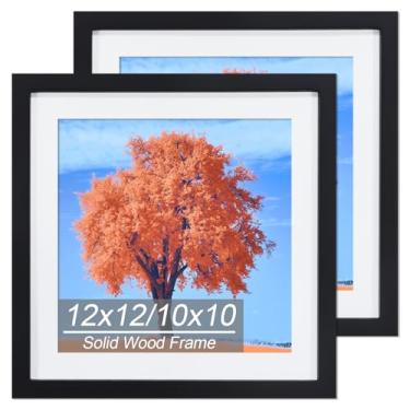 Imagem de Pacote com 2 porta-retratos 30 x 30 cm, preto, 30 x 30 cm, exiba imagens 10 x 10 com tapete ou 12 x 12 sem tapete, moldura de 30 x 30 cm para fotos, pôsteres, obras de arte, pendurar na parede