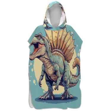 Imagem de Joisal Roupão de troca de espinossauro para adultos poncho de surfe praia moletom toalha floral reutilizável unissex adulto poncho com capuz