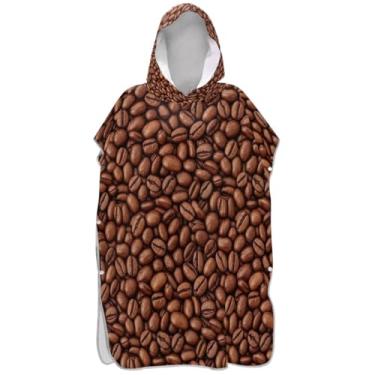 Imagem de Joisal Poncho de surfe absorvente para adultos trocador de roupas de banho de praia com capuz toalhas de café marrom ponchos femininos com capuz