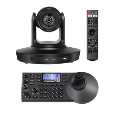 Imagem de Câmera PTZ 4K 20x, HDMI USB LAN Live Steaming POE para videoconferência com pacote com joystick controlador NDI PTZ para igrejas (kit,Enviado localmente do Brasil)