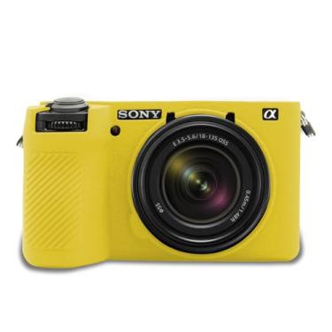Imagem de Easy Hood Capa de câmera para Sony Alpha 6700, capa protetora de silicone macio a6700 DSLR câmera antirriscos slim fit corpo protetor de pele capa para câmera Sony A6700 mirrorless amarela