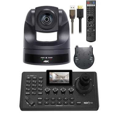Imagem de Câmera PTZ 4K 20x, HDMI USB LAN Live Steaming POE para videoconferência com pacote com joystick controlador NDI PTZ para igrejas (kit,Enviado localmente do Brasil)