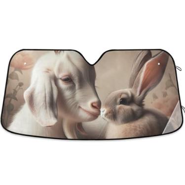 Imagem de Toldo de sol engraçado animal fofo para para-brisa de carro engraçado personalizado dobrável sombra de carro para para-brisa dianteiro impressão animal L, 144,8 cm x 80 cm