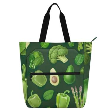 Imagem de GAIGEO Várias sacolas de vegetais verdes para mulheres, bolsas de tecido de lona para trabalho universitário, escola, carteiro, com compartimentos