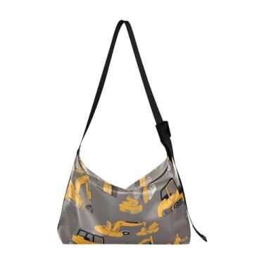 Imagem de Bolsa tiracolo azul para guitarras brancas, bolsa tiracolo feminina Hobo, bolsa transversal grande, Carregador amarelo em cinza-1, One Size