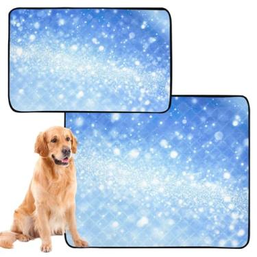 Imagem de TSENQUE Almofadas de xixi laváveis para cães de estimação, tapete de xixi, reutilizável, Natal, neve, azul, filhote, penico, absorvente, impermeável, tapete de cercadinho para cães, médio + grande