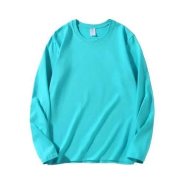 Imagem de Camisetas Femininas De Algodão De Manga Longa Com Decote Redondo E Est