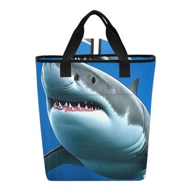 Imagem de Joitme Mochila impermeável com tubarão branco azul oceano, 36 latas, mochila de acampamento para mulheres, 35 x 15 x 40 cm