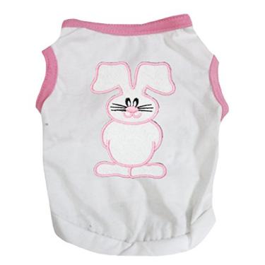Imagem de Petitebella Linda camiseta para cachorro de coelho (bainha branca/rosa, 3GG)