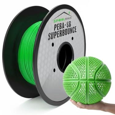 Imagem de Filamento PEBA Filamento Flexível de Alta Rebote Super TPU Resistência à Base de Nylon 1,75 mm 78% Retorno de Energia Bouncy Airless Basquete Leve Impressora 3D Filamento SpoolHaus Superbounce (Verde