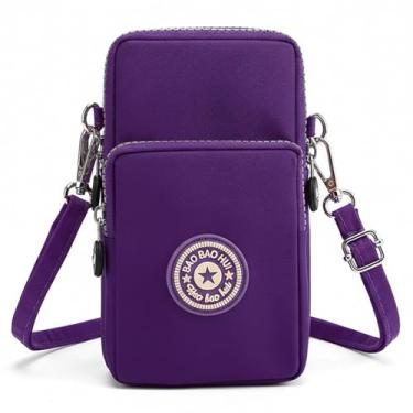 Imagem de Bolsa transversal pequena para mulheres, mini bolsa para celular, carteira, bolsas de ombro para viagens e compras, Roxa, Small