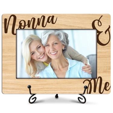 Imagem de ukebobo Porta-retrato Nonna and Me, presentes Nonna de netos, vovó e eu, presentes de aniversário de dia das mães para vovó, moldura de madeira com suporte para decoração de mesa, 20 x 15 cm - 438