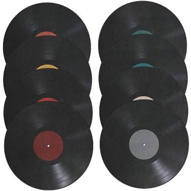 Imagem de TOYANDONA 8 peças de decalques de parede de disco de vinil vintage, ornamentos de música retrô para decoração de quarto, adesivos artísticos para amantes exclusivos de música estética doméstica e