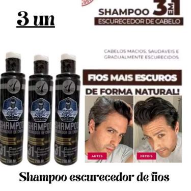 Imagem de Kit 3 Shampoo Escurecedor barba e cabelo UNISSEX - Santo Barbudo