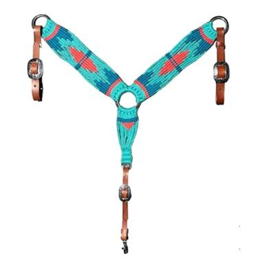 Imagem de Cheval's International Coleira de couro de lã para acessórios de equitação, gola ocidental completa, presente equestre (azul oceano)