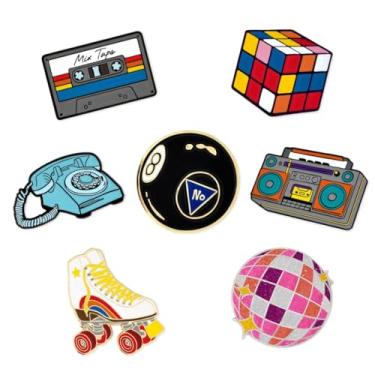 Imagem de PinMart Broche de esmalte retrô – acessório de lapela vintage dos anos 80 para mochilas, chapéus, bolsas, jaquetas – broches de banda de rock decorativos bonitos para colecionadores e presentes, 7