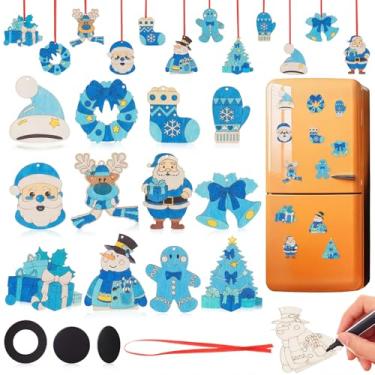 Imagem de Jenaai 72 peças de ímãs de decoração de Natal kit de artesanato geladeira natal decorativo porta geladeira adesivos magnéticos Papai Noel árvore gnomo pão de gengibre ímãs pendurados para decoração de