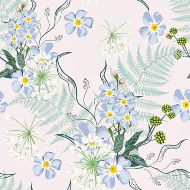 Imagem de Yullpaper Papel de parede floral removível roxo floral papel de parede quarto berçário botânico papel de parede boho para parede armários de vinil papel de parede tapiz 17,5 pol. × 102,3 pol